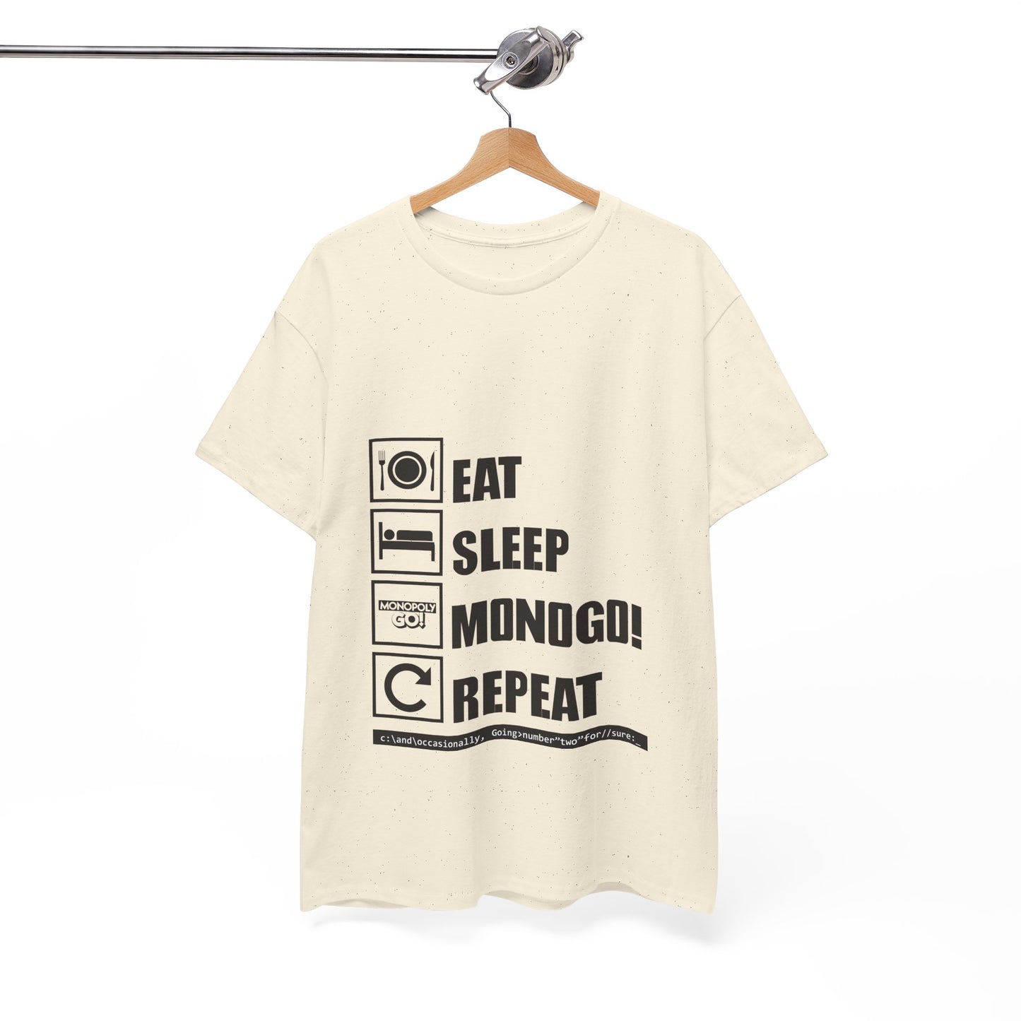 Eat, Sleep, MONOGO!, Repeat. Unisex Heavy Cotton Tee