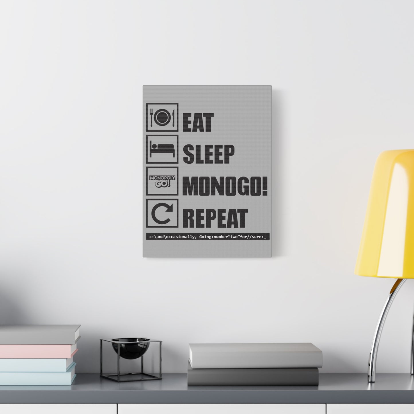 Matte Canvas, Stretched, 1.25" Eat, Sleep, MONOGO!, Repeat