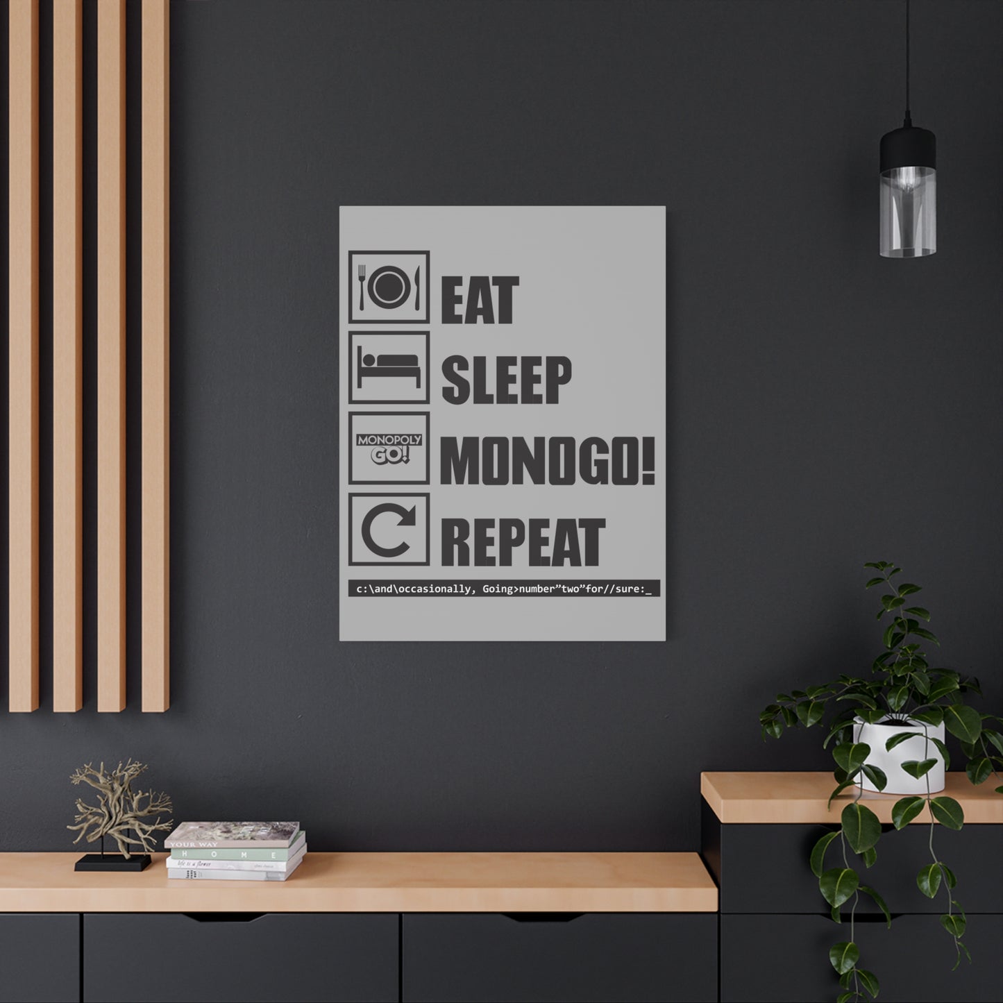 Matte Canvas, Stretched, 1.25" Eat, Sleep, MONOGO!, Repeat