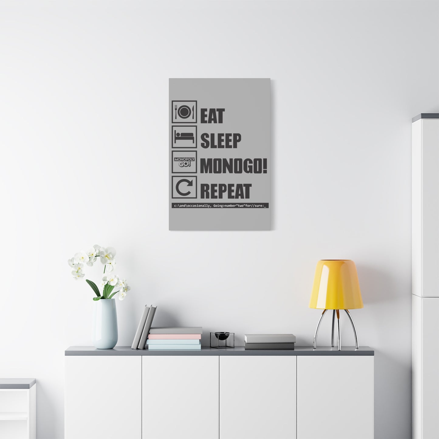 Matte Canvas, Stretched, 1.25" Eat, Sleep, MONOGO!, Repeat