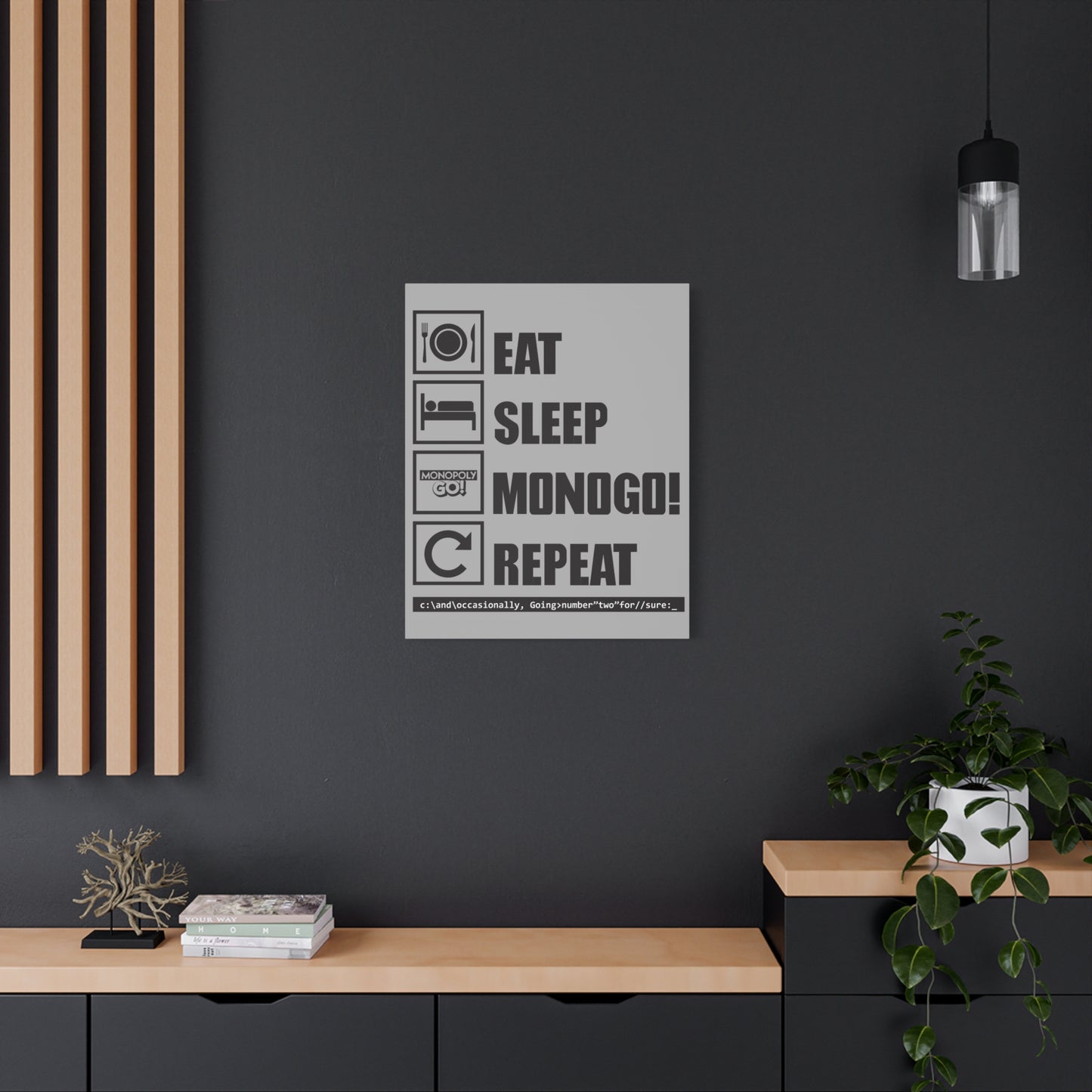 Matte Canvas, Stretched, 1.25" Eat, Sleep, MONOGO!, Repeat