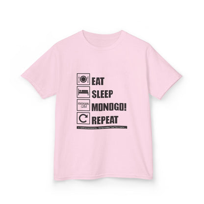 Eat, Sleep, MONOGO!, Repeat . Kids Heavy Cotton™ Tee