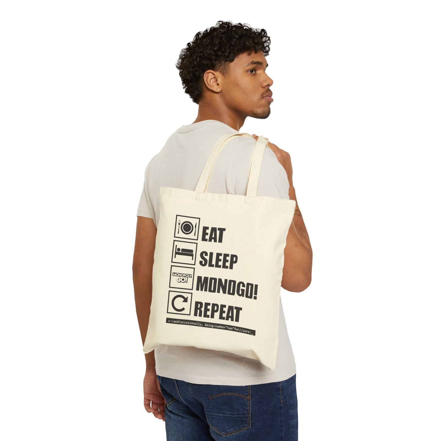 Eat, Sleep, MONOGO!, Repeat. Cotton Canvas Tote Bag