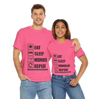 Eat, Sleep, MONOGO!, Repeat. Unisex Heavy Cotton Tee