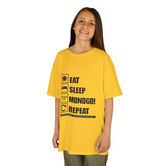 Eat, Sleep, MONOGO!, Repeat . Kids Heavy Cotton™ Tee