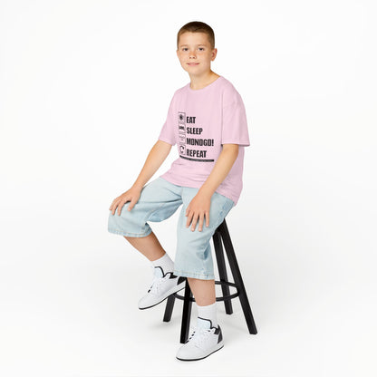 Eat, Sleep, MONOGO!, Repeat . Kids Heavy Cotton™ Tee