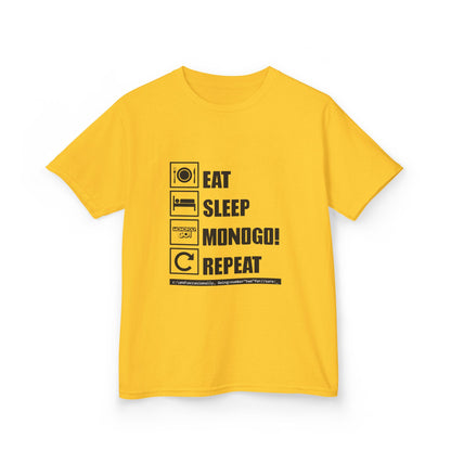 Eat, Sleep, MONOGO!, Repeat . Kids Heavy Cotton™ Tee