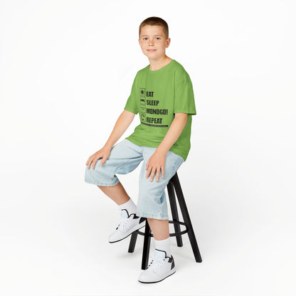 Eat, Sleep, MONOGO!, Repeat . Kids Heavy Cotton™ Tee